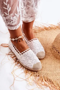 Damskie Boto Damskie Ażurowe Espadryle Wsuwane Białe Letisa