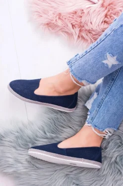 Damskie Damskie buty S.Barski Damskie Ażurowe Granatowe Balerinki Eparo