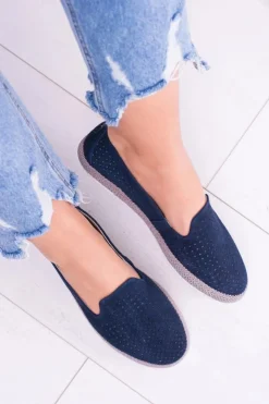 Damskie Damskie buty S.Barski Damskie Ażurowe Granatowe Balerinki Eparo