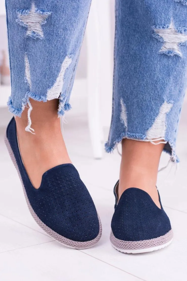 Damskie Damskie buty S.Barski Damskie Ażurowe Granatowe Balerinki Eparo