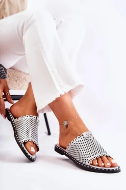 Hot Buty damskie Vinceza Damskie Ażurowe Klapki Z Ozdobą Srebrne Terrys