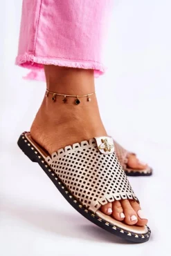 Damskie Buty damskie Vinceza Damskie Ażurowe Klapki Z Ozdobą Złote Terrys