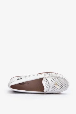 Boto Mokasyny Damskie Skórzane*Damskie Ażurowe Mokasyny Białe Twista