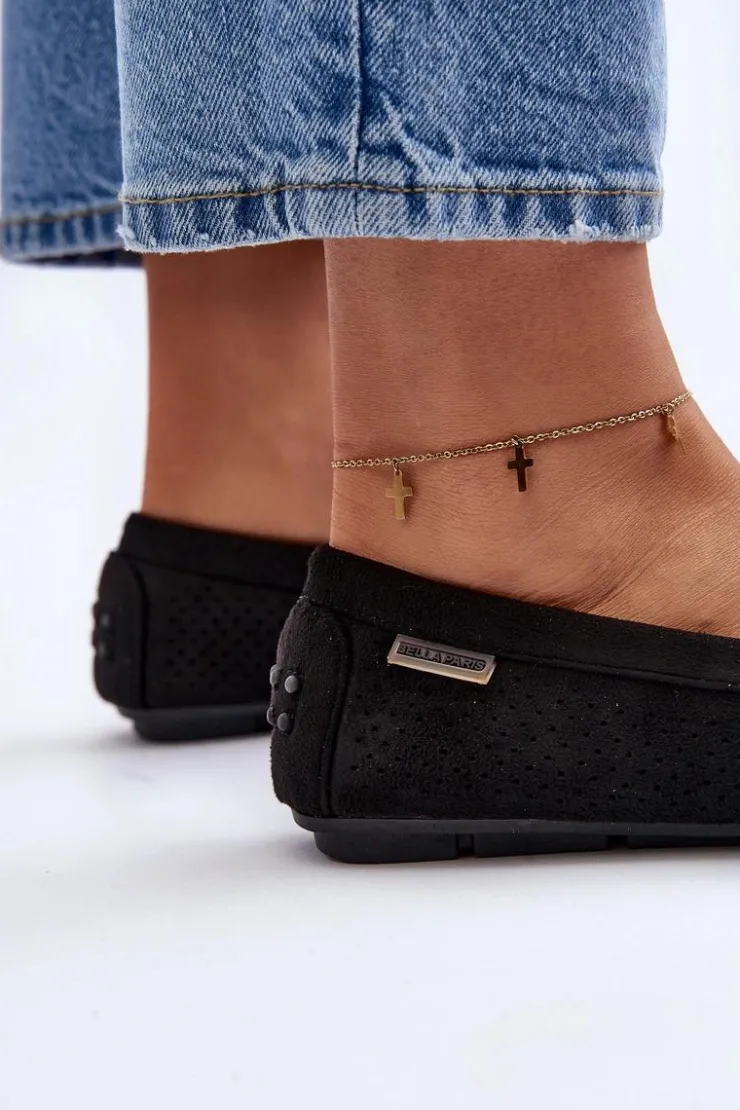 Boto Loafersy Damskie|Mokasyny Damskie Skórzane*Damskie Ażurowe Mokasyny Czarne Rasirna Czarny