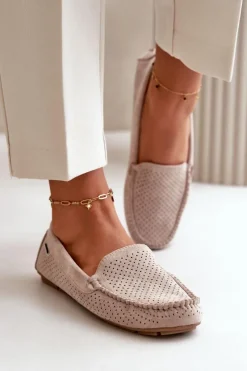 Damskie Boto Damskie Ażurowe Mokasyny Jasnobeżowe Rasirna
