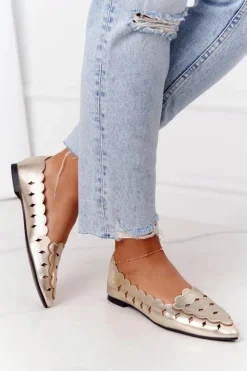 Clearance Boto Damskie Ażurowe Mokasyny Lu Boo Złote