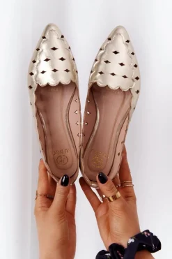 Clearance Boto Damskie Ażurowe Mokasyny Lu Boo Złote