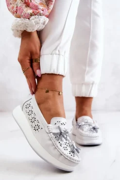 Best Buty damskie Vinceza Damskie Ażurowe Mokasyny Na Platformie Białe Louise