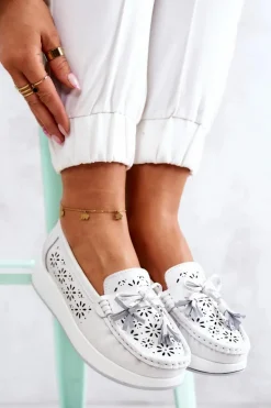 Best Buty damskie Vinceza Damskie Ażurowe Mokasyny Na Platformie Białe Louise
