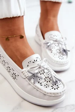 Best Buty damskie Vinceza Damskie Ażurowe Mokasyny Na Platformie Białe Louise
