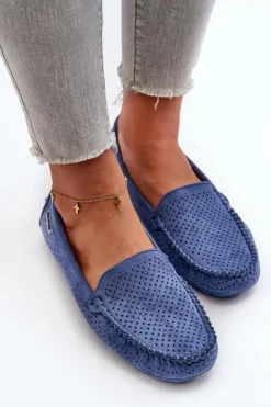 Hot Boto Damskie Ażurowe Mokasyny Niebieskie Rasirna