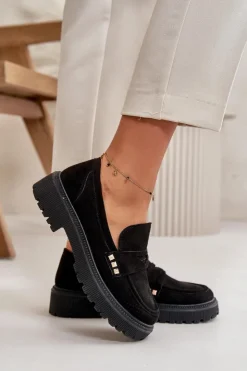 Damskie Boto Damskie Ażurowe Półbuty Mokasyny Czarne Tannes