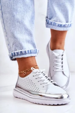 Damskie Buty damskie Vinceza Damskie Ażurowe Półbuty Na Platformie Białe Deloren