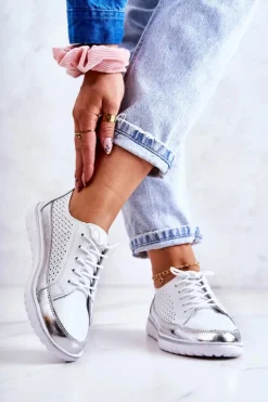 Damskie Buty damskie Vinceza Damskie Ażurowe Półbuty Na Platformie Białe Deloren