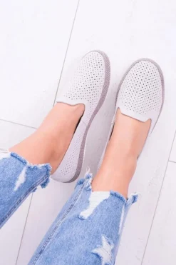 Damskie buty S.Barski Baleriny Klasyczne*Damskie Ażurowe Szare Balerinki Eparo