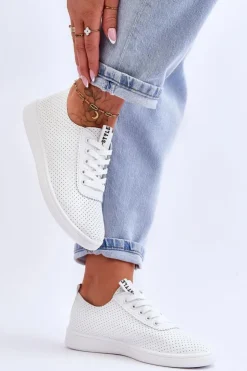 Damskie Boto Damskie Ażurowe Sznurowane Trampki Białe Carinel