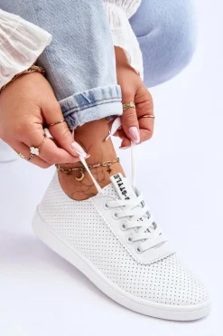 Damskie Boto Damskie Ażurowe Sznurowane Trampki Białe Carinel