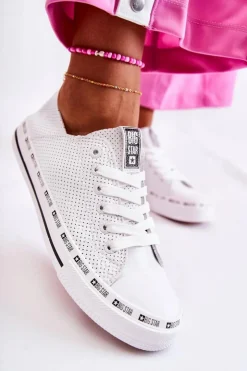 Big Star Shoes Trampki Damskie Big Star|Trampki Damskie Niskie*Damskie Ażurowe Trampki Big Star Białe FF274024