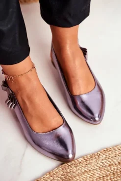 Damskie Buty Sergio Leone Damskie Balerinki Sergio Leone Srebrny Metalik BL615 Lilon