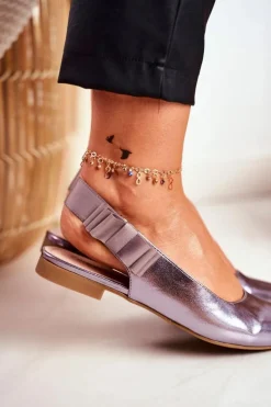 Damskie Buty Sergio Leone Damskie Balerinki Sergio Leone Srebrny Metalik BL615 Lilon