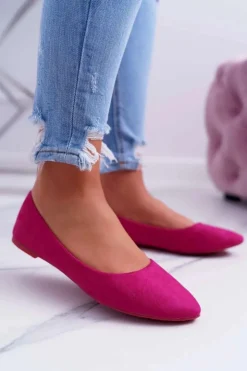 Boto Baleriny Klasyczne*Damskie Balerinki Zamsz Fuksja Bueno
