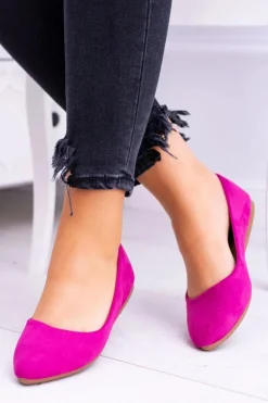 Damskie Boto Damskie Balerinki Zamsz Fuksja Dermeno