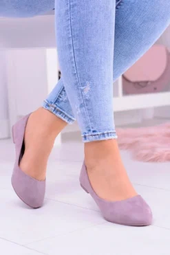 Damskie Boto Damskie Balerinki Zamsz Wrzosowy Bueno
