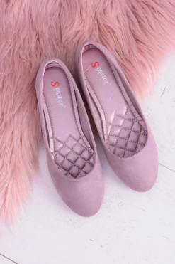 Damskie Boto Damskie Balerinki Zamsz Wrzosowy Bueno