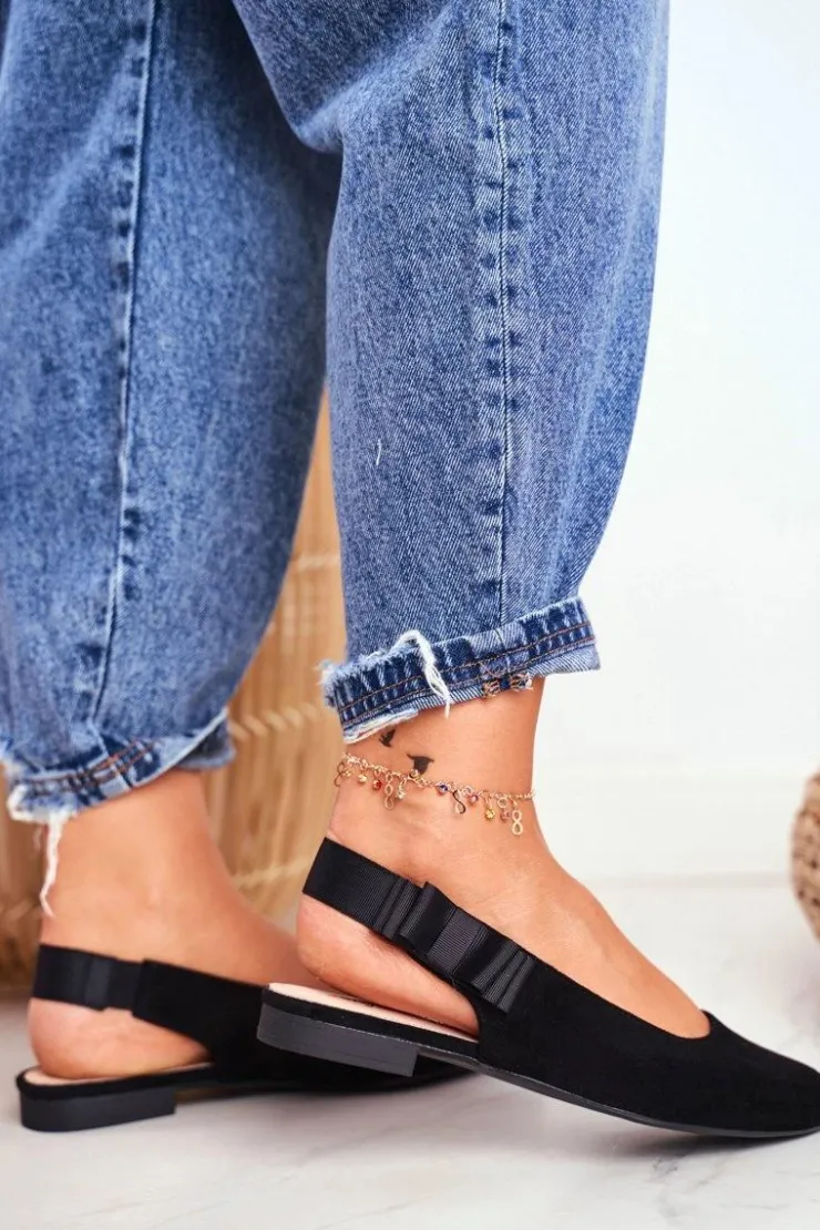 Damskie Buty Sergio Leone Damskie Balerinki Zamszowe Sergio Leone BL615 Czarne Lilon