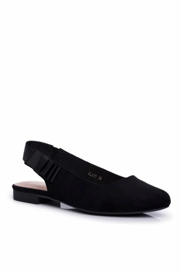 Damskie Buty Sergio Leone Damskie Balerinki Zamszowe Sergio Leone BL615 Czarne Lilon