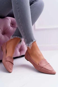 Damskie Boto Damskie Balerinki Zamszowe Lordsy Różowe Gretar