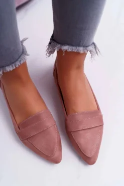 Damskie Boto Damskie Balerinki Zamszowe Lordsy Różowe Gretar