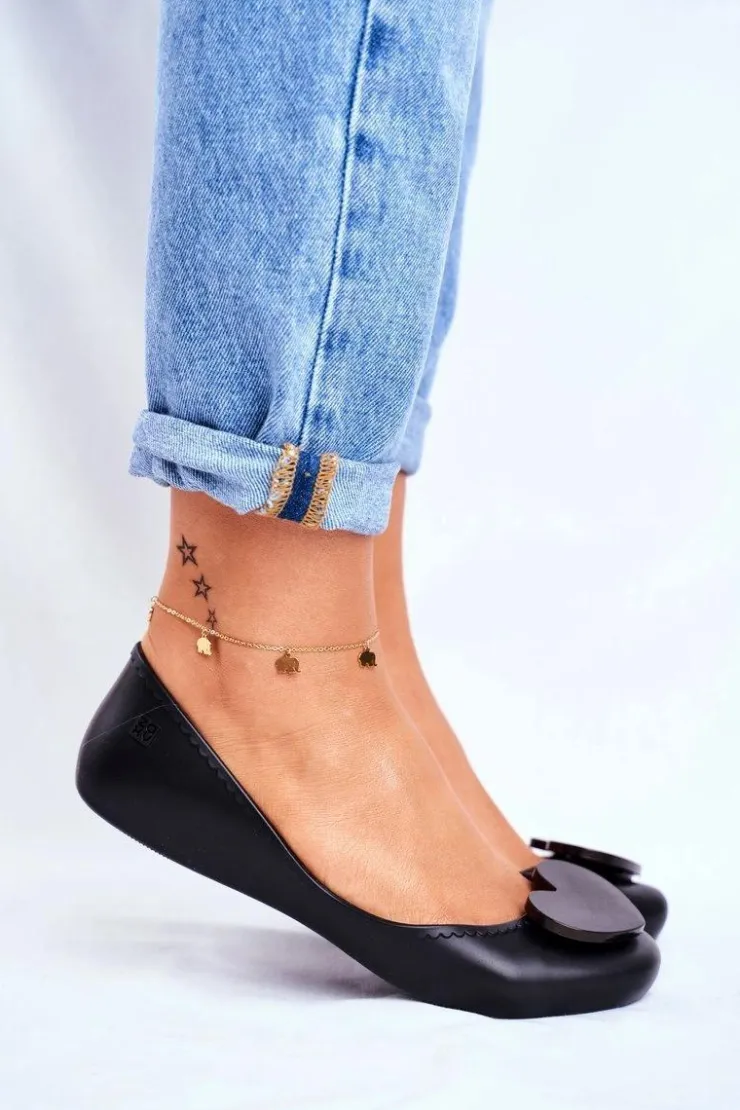 Best ZAXY Damskie Baleriny Pachnące Gumowe Czarne FF285050