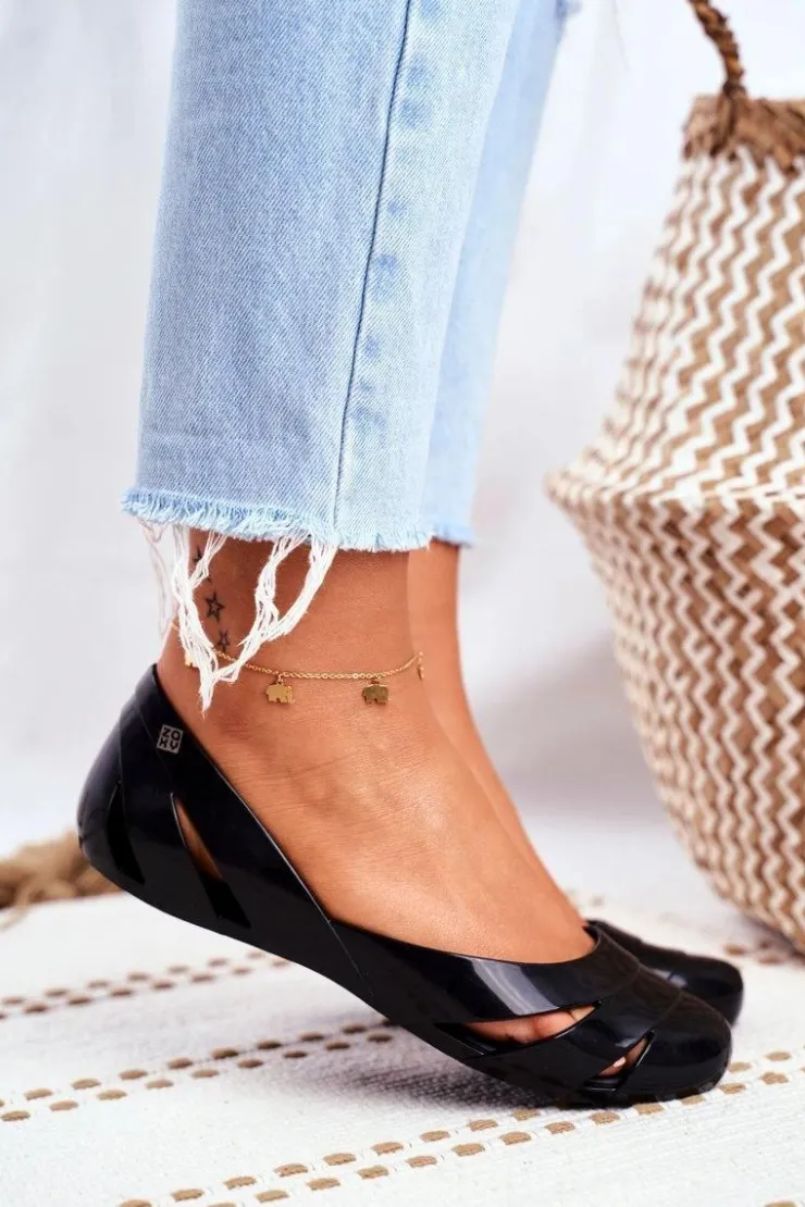 Damskie ZAXY Damskie Baleriny Pachnące Gumowe Czarne FF285053