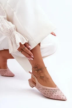 Boto Baleriny Klasyczne*Damskie Baleriny W Kropki Różowe Adore