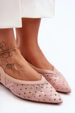 Boto Baleriny Klasyczne*Damskie Baleriny W Kropki Różowe Adore