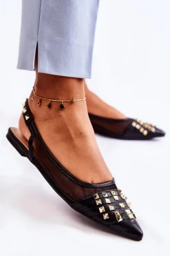 Damskie Boto Damskie Baleriny Z Ćwiekami Czarne Kinley