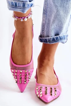 Damskie Boto Damskie Baleriny Z Ćwiekami Różowe Kinley