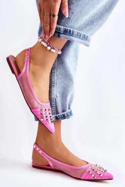 Damskie Boto Damskie Baleriny Z Ćwiekami Różowe Kinley