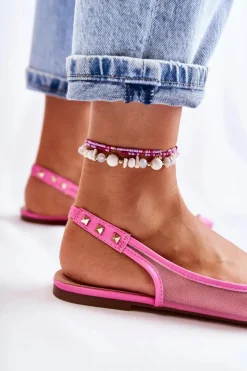 Damskie Boto Damskie Baleriny Z Ćwiekami Różowe Kinley