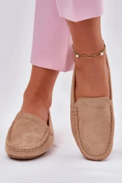 Evento Loafersy Damskie|Mokasyny Damskie Zamszowe*Damskie Beżowe Mokasyny Lekkie Zamsz Morreno II gat.