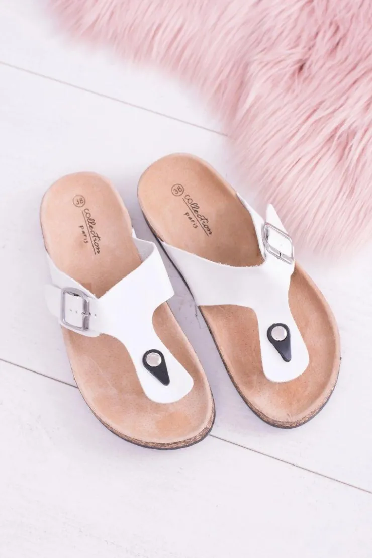 Damskie Boto Damskie Białe Japonki Klapki na Korku Florines