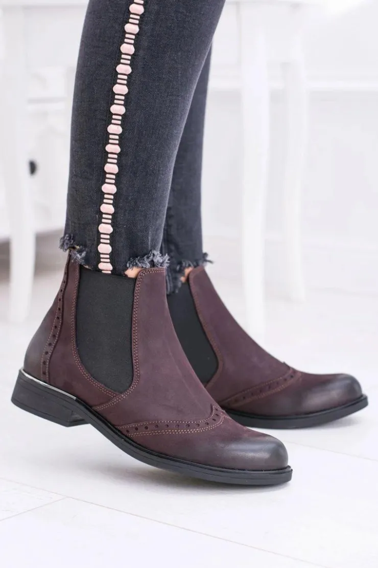 Online Boto Damskie Bordowe Skórzane Sztyblety Fields