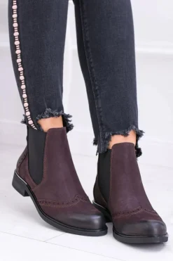 Online Boto Damskie Bordowe Skórzane Sztyblety Fields
