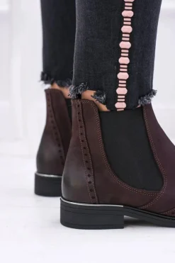 Online Boto Damskie Bordowe Skórzane Sztyblety Fields