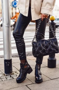 Clearance Boto Damskie Botki Czarne Klamry Frago