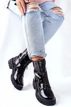 Damskie buty S.Barski Damskie Trapery|Czarne Botki*Damskie Botki Czarne Trapery Nobleford