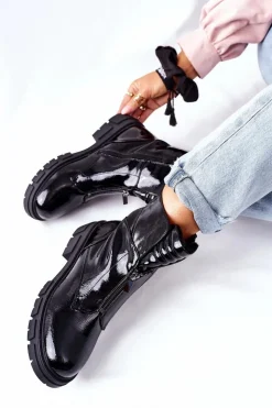 Damskie buty S.Barski Damskie Trapery|Czarne Botki*Damskie Botki Czarne Trapery Nobleford