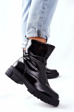 Damskie buty S.Barski Damskie Trapery|Czarne Botki*Damskie Botki Czarne Trapery Nobleford