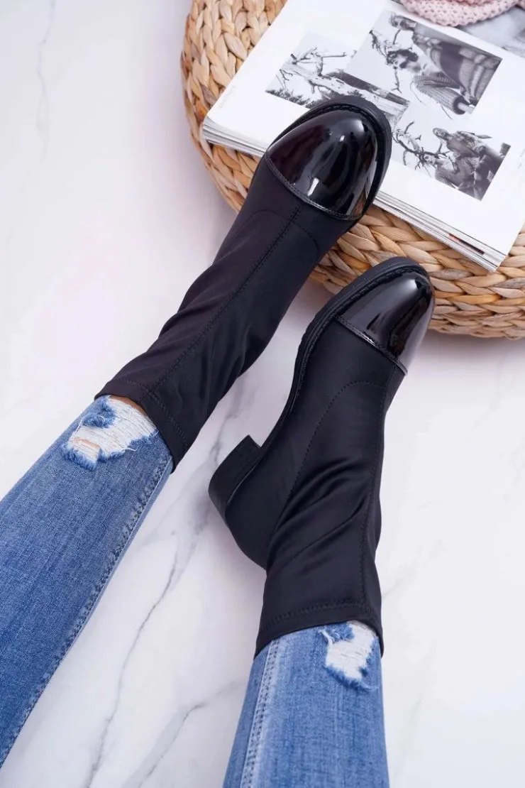 Damskie Boto Damskie Botki Elastyczne Czarne Beat